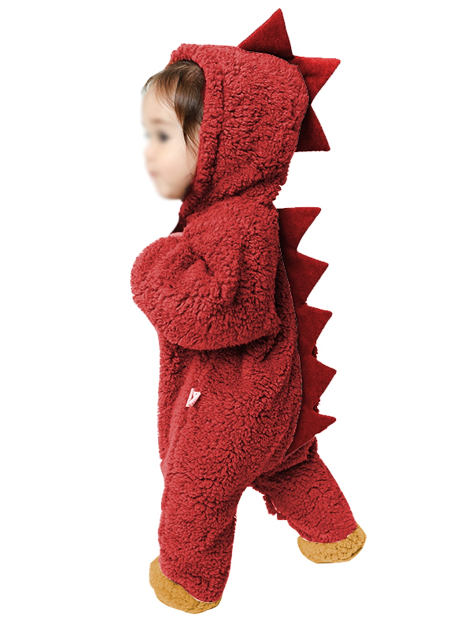Toddler Infant Baby Boys Girls Dinosaur Long Sleeve Hooded  Unisex Solid Rompers 