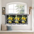 thumbnail image 2 of Yellow Lemon Tier Curtains 36 Inch Length, Summer Botanical Black White Checkered Cafe Short Curtains for Bathroom Over Sink, Small Kitchen Curtain Light Filtering Tiered Drapes 2 Panels 27.5"Wx36"L, 2 of 8