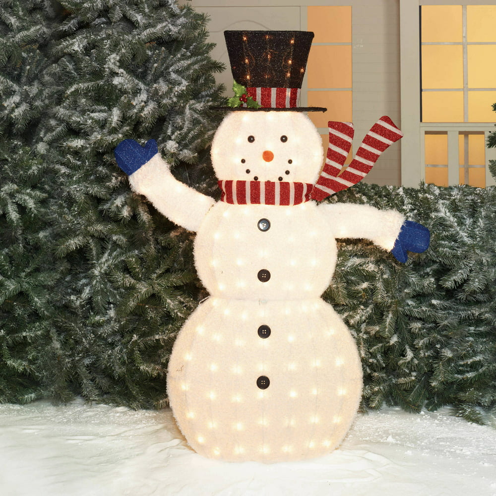 Holiday Time Christmas Decor 56" Fluffy Snowman Sculpture