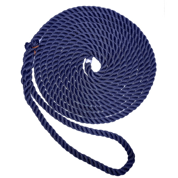 New England Ropes 3/8" X 25' Premium Nylon 3 Strand Dock Line - Azul marino