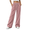 thumbnail image 2 of Chiccall Women's Corduroy Wide Leg Pants Drawstring Elastic Waist Casual Trousers with Side Pockets, 2 of 10