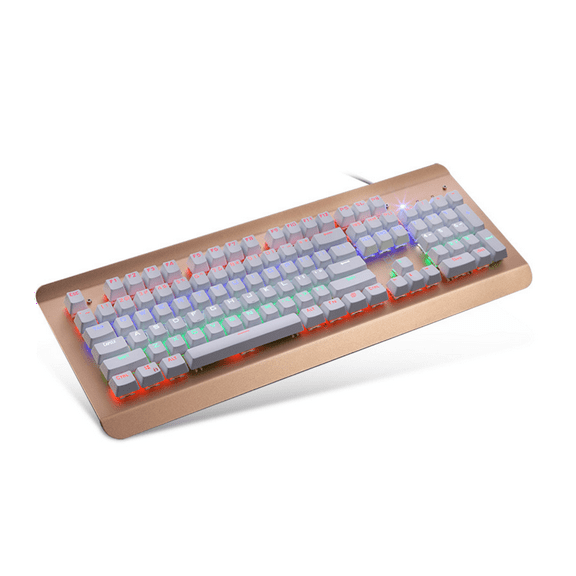 K200 USB Wired RGB Mechanical Gaming keyboard 104 non-conflict Keys Green-axis Mechanical Keyboard Transparent dust-proof Shaft ( exchange swith axis )(Gold)