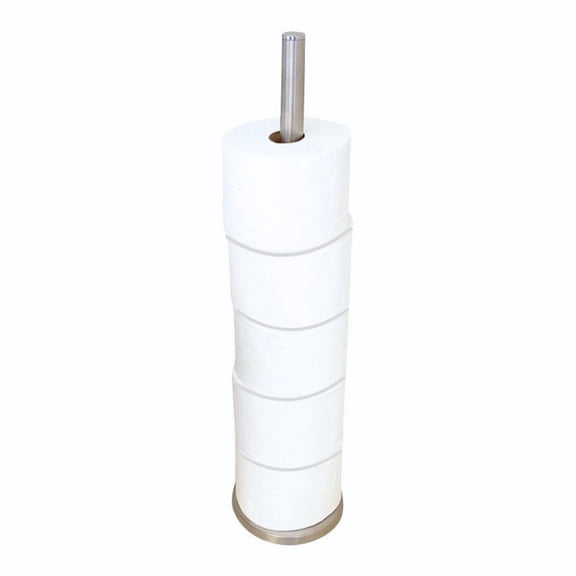 Evelots Toilet Paper Roll Holder Stand-Heavy Weighted-Free Standing Bathroom Toilet Paper Storage-Stores Up to 6 Mega Rolls-Stainless Steel-24.5 Inches Tall