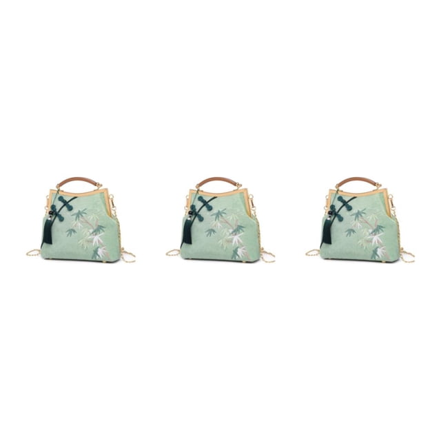Bolso de hombro Sonducket con cadena para mujer bandolera estilo chino Verde bordado