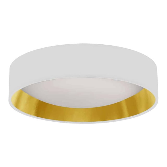 Dainolite Modern 1-Light 14W Fabric Flush Mount Light in White/Gold