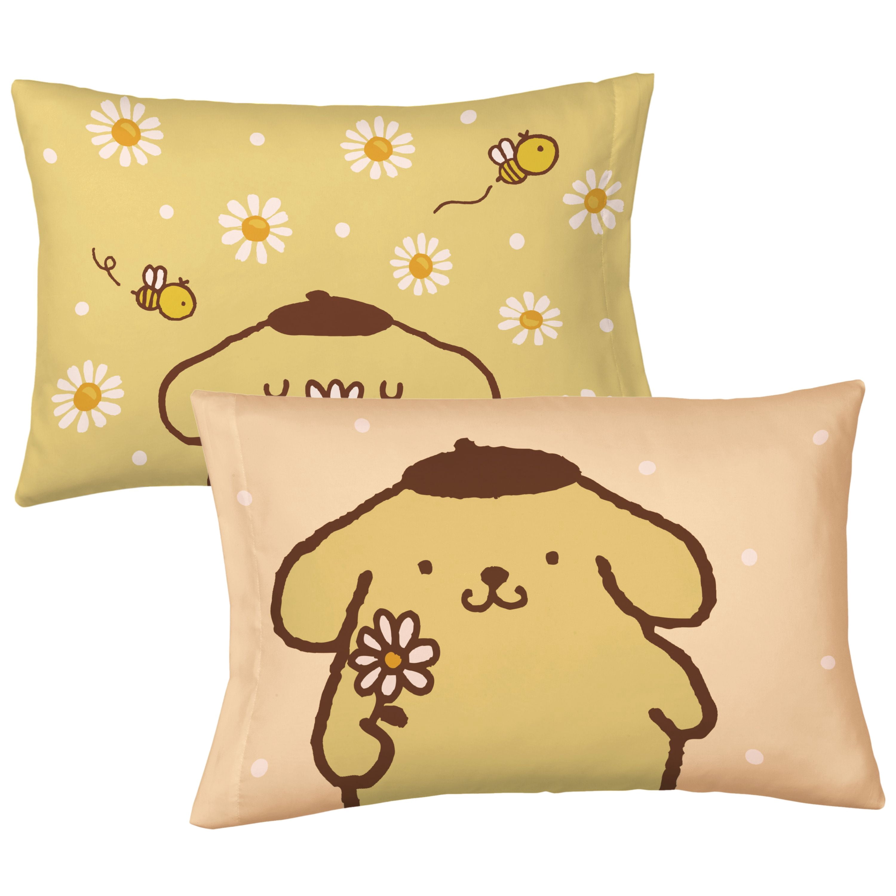 Pompompurin 2 Piece Yellow Reversible Comforter and Pillowcase set, Twin/full, Sanrio