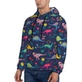 thumbnail image 3 of Salouo Dinosaur Flowers Pattern Men's Fall Hoodie Sweatshirt,Sport Hoodie with Pockets for Men Pullover Casual Hooded Sweatshirt-XX-Large, 3 of 7