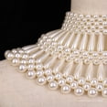 thumbnail image 4 of Aellinatey Luxurious Jewelry Bib Choker Necklace Handmade Hollow Out Woven Water Drop Pearl Beaded Layered Body Chain Shawl Collar, 4 of 8