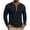 Navy, variant on hoksml Men's Ribbed Long Sleeve Henley T-Shirt, Contrast Trim Notch Neck Slim Cut Stretch Casual Top, Textured Basic Tee in Two-Tone Colors