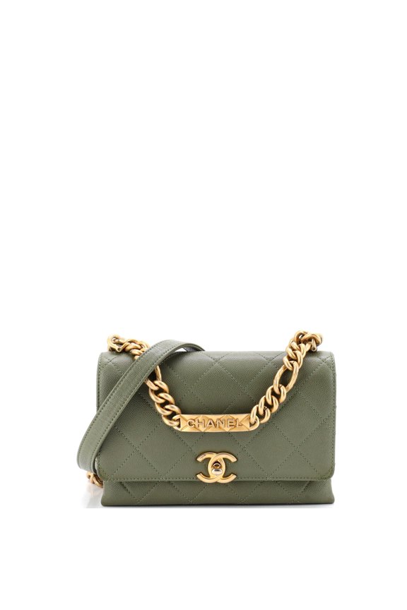 Pre-Owned Bracelet On Chain Flap Bag Quilted Caviar Mini By Rebag