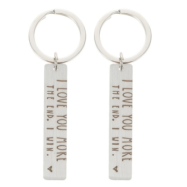 FELTECHELECTR 2 llaveros de tira de acero inoxidable para parejas, colgantes, regalos de recuerdo.