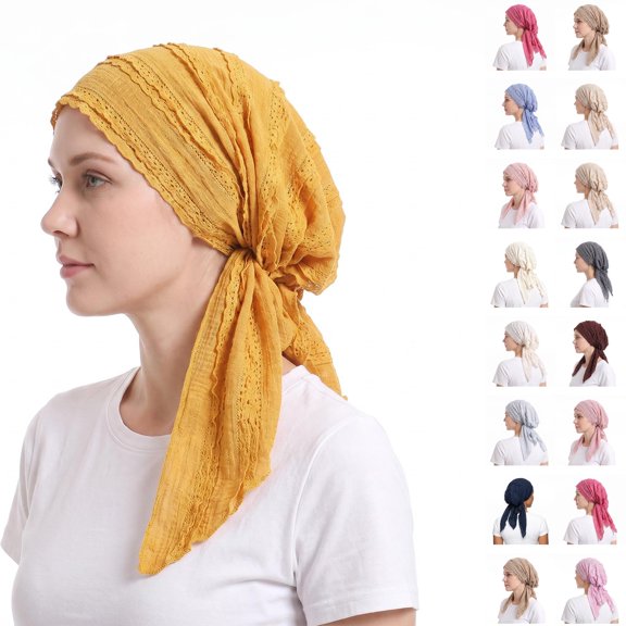 Domzle Headwear for Women Elegant Pre-tied Turban Headwrap, Soft Stretchy Caps for Hair Loss, Breathable Headscarf for Daily Wear