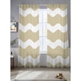 thumbnail image 4 of Light Brown Sheer Curtains 108 inches Long 2 Panels Set Sea Wave Ripple Stripe Tiers Sheers Rod Pocket Small Window Short Curtains for Kitchen Cafe, Each 52" W x 108" L, 4 of 7