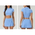 thumbnail image 2 of PISONIC 2 Piece Tennis Dress for Women High Waist Pleated Tennis Skirt with Shorts Short Sleeve Crop Golf Workout Skirts Sets, 2 of 6