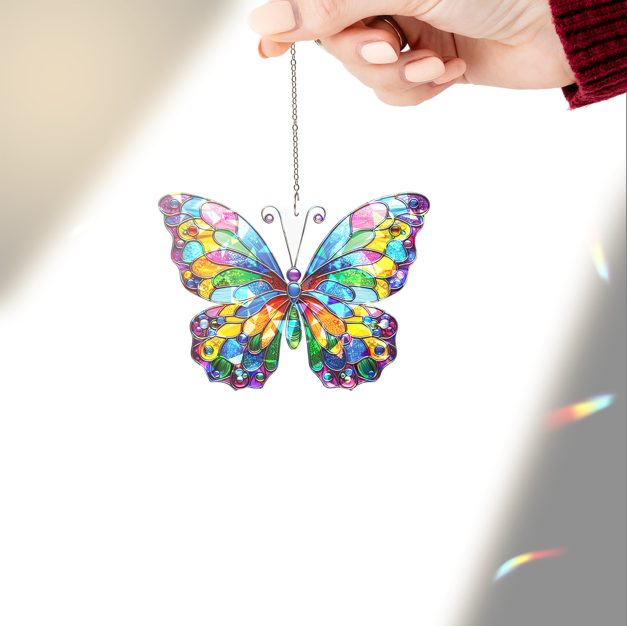 ViciArt Rainbow Butterfly Acrylic Hologram Window Hanging – 8" Window Decor