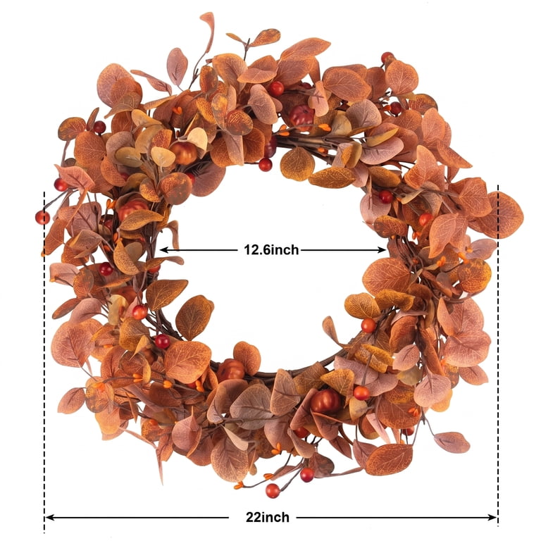 Scidweet 22 Inch Fall Wreath, Artificial Eucalyptus photo 6