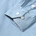 thumbnail image 5 of Mens Button Down Shirts Retro Denim Long Sleeve Spring Shirt Lightweight Casual Turn Down Collar Top Overshirt Style Light Blue L, 5 of 9