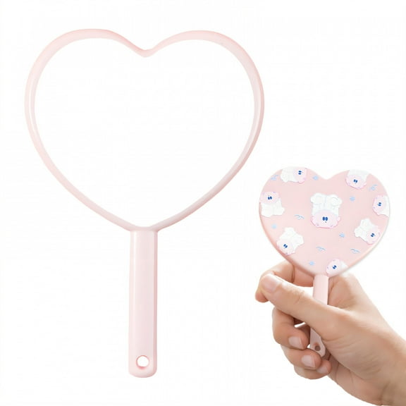 RAGUPEL Hand Mirrors with Handle,Cute Heart Vanity Mirror 4.6"*3.1"*0.4" Hand Held Mirror,Glass Mirror with Aluminum Backing Small Mirror,Style1