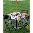 thumbnail image 4 of Fsddascl Colorful Pencils Outdoor Tablecloth - 60x60 Inch Square Dining Table Cover, Dog Paws Back to School Cute Waterproof Outdoor Table Cloth with Umbrella Hole & Zipper for Picnic/Patio/Party, 4 of 7