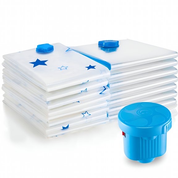 LAMIRO Vacuum Storage Bags for Comforters Blankets Clothes Pillows Travel Space Saver Seal Bag Hand Duvet Pillow Clothes Vacuum Storage Bag Packing Travel Luggage Organizer Pouch