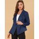 thumbnail image 3 of Chaqueta de gamuza sintética para mujer Cárdigan de outwear drapeado con solapa frontal abierta Azul real S, 3 of 6
