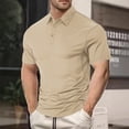 thumbnail image 2 of GrmtClth Men's Solid Color Stretch Polo Shirt Slim Fit Short Sleeve Breathable Golf Athletic Casual Business Tops 2026 Khaki 2XL, 2 of 9