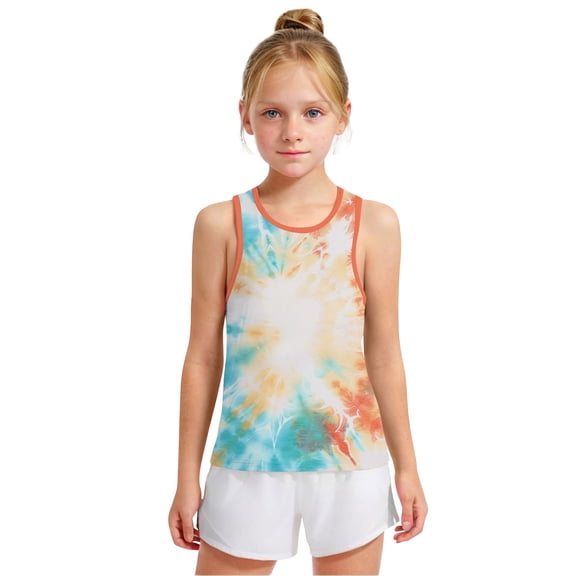 piuwrlz Summer Sports Sleeveles Vest Baby Girls Boys Quick Dry Tank Tops Fashionable Round Neck Tie Dyeing Pullover Multicolor Size 10 Years