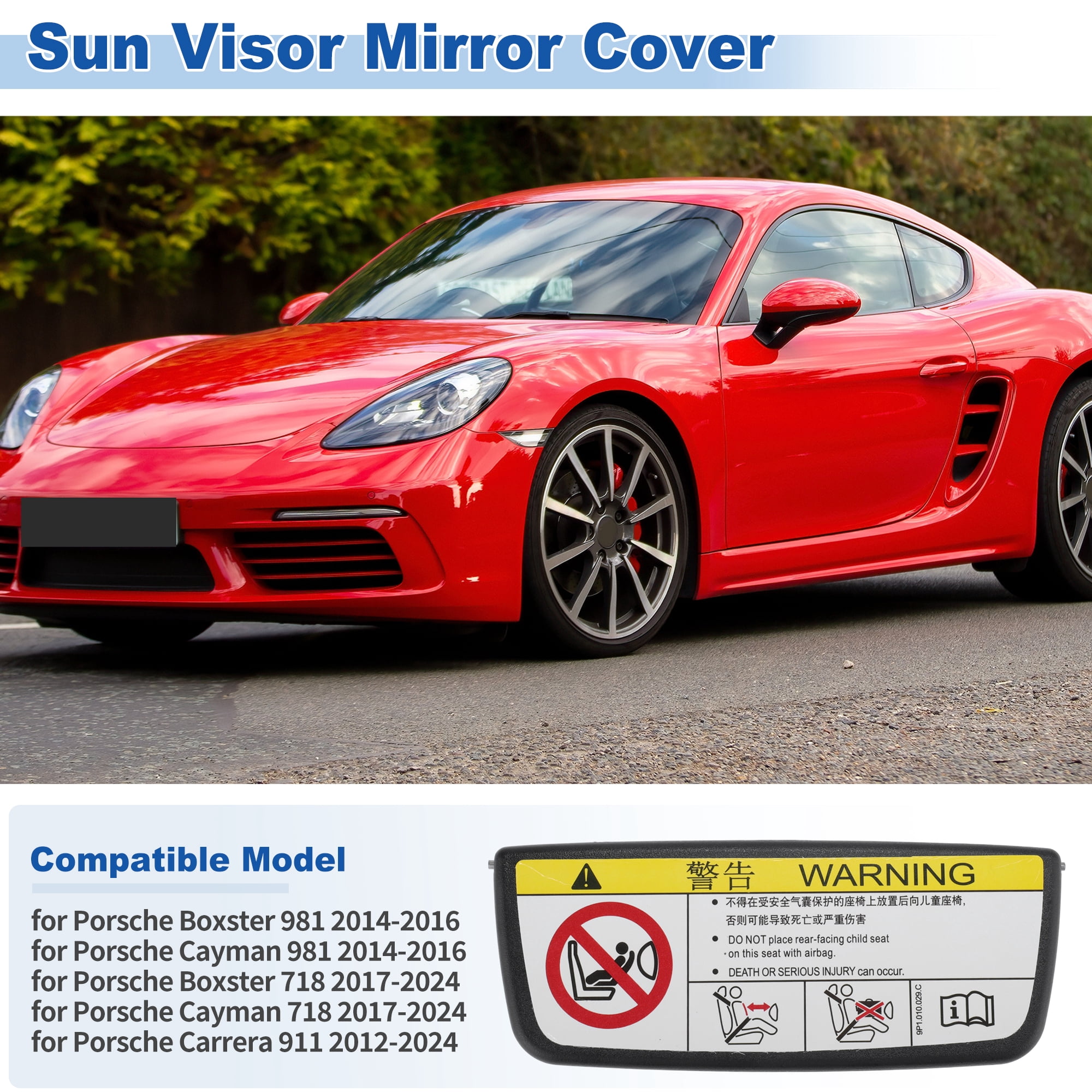 Unique Bargains Sun Visor Mirror Cover for Porsche Boxster Cayman 981 2014-2016 Black