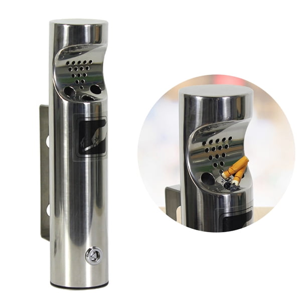 Columna Cenizas Pública Montada en La Pared Acero Inoxidable 304 Área para Columna Extinción Humo para Almacenamiento Cenizas Colillas Cigarrillos