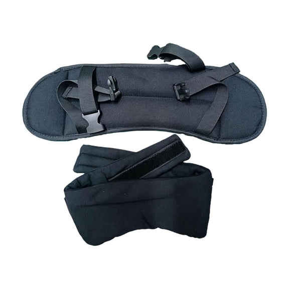 Travel Sleep Mask with Headrest Straps, Upright Head Support for Airplane, Train & Car, Black Polyester Set