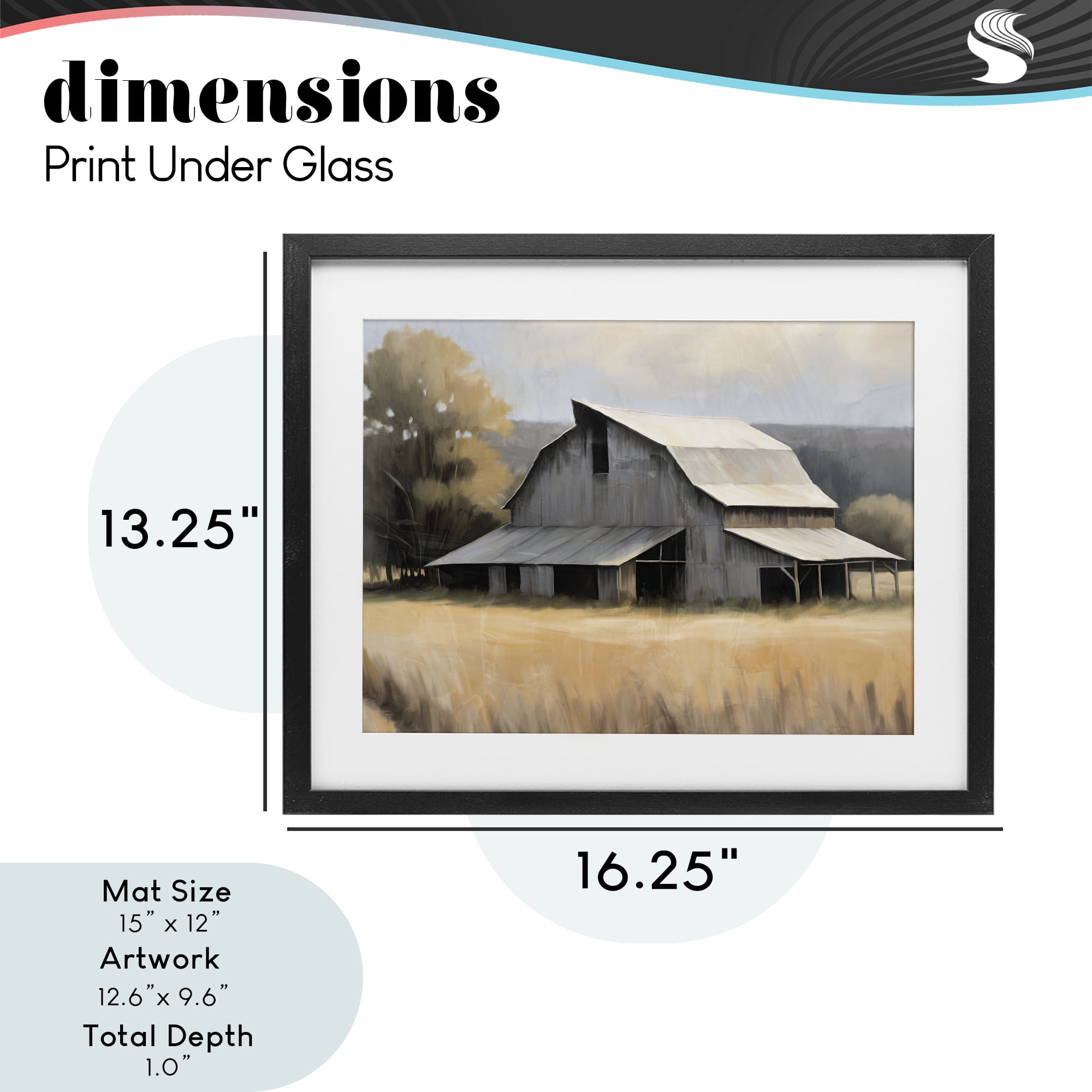 Stupell Industries In The Field Farm Structure Black Framed Print Under Glass, design by Kim Allen