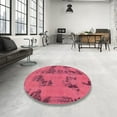 thumbnail image 3 of Ahgly Company Indoor Square Abstract Violet Red Pink Oriental Area Rugs, 3' Square, 3 of 6