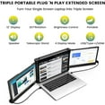 thumbnail image 4 of Laptop Screen Extender, 12 Inch 1080P FHD Triple Portable Monitor for Laptop Laptop Monitor Extender Type-C/HDMI/USB-A/Speakers for Windows, Mac 13-16'' Laptop, Plug and Play, 4 of 11