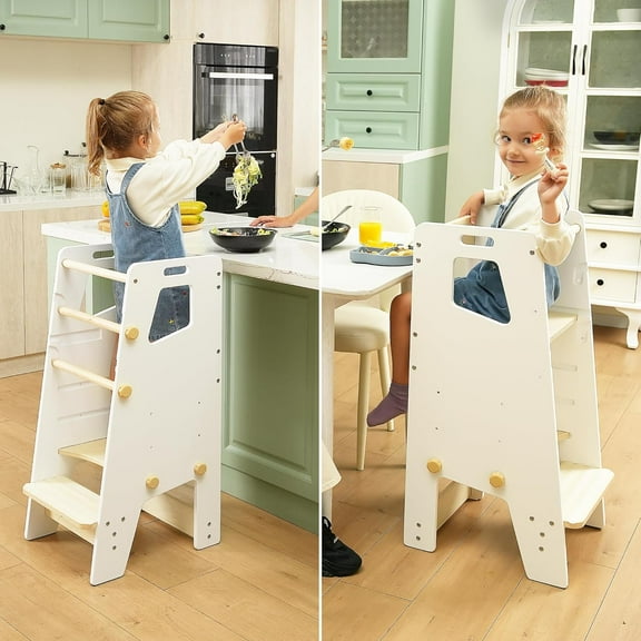 Toddler Tower with Seat – 2-in-1 Montessori Standing Tower & Toddler Step Stool | Adjustable, Safe & Loved by Parents