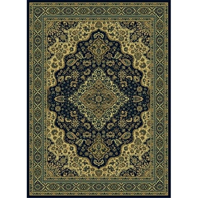 Radici 808-1221-NAVY Castello Rectangular Navy Blue Traditional Italy Area Rug, 5 ft. 5 in. W x 7 ft. 7 in. H