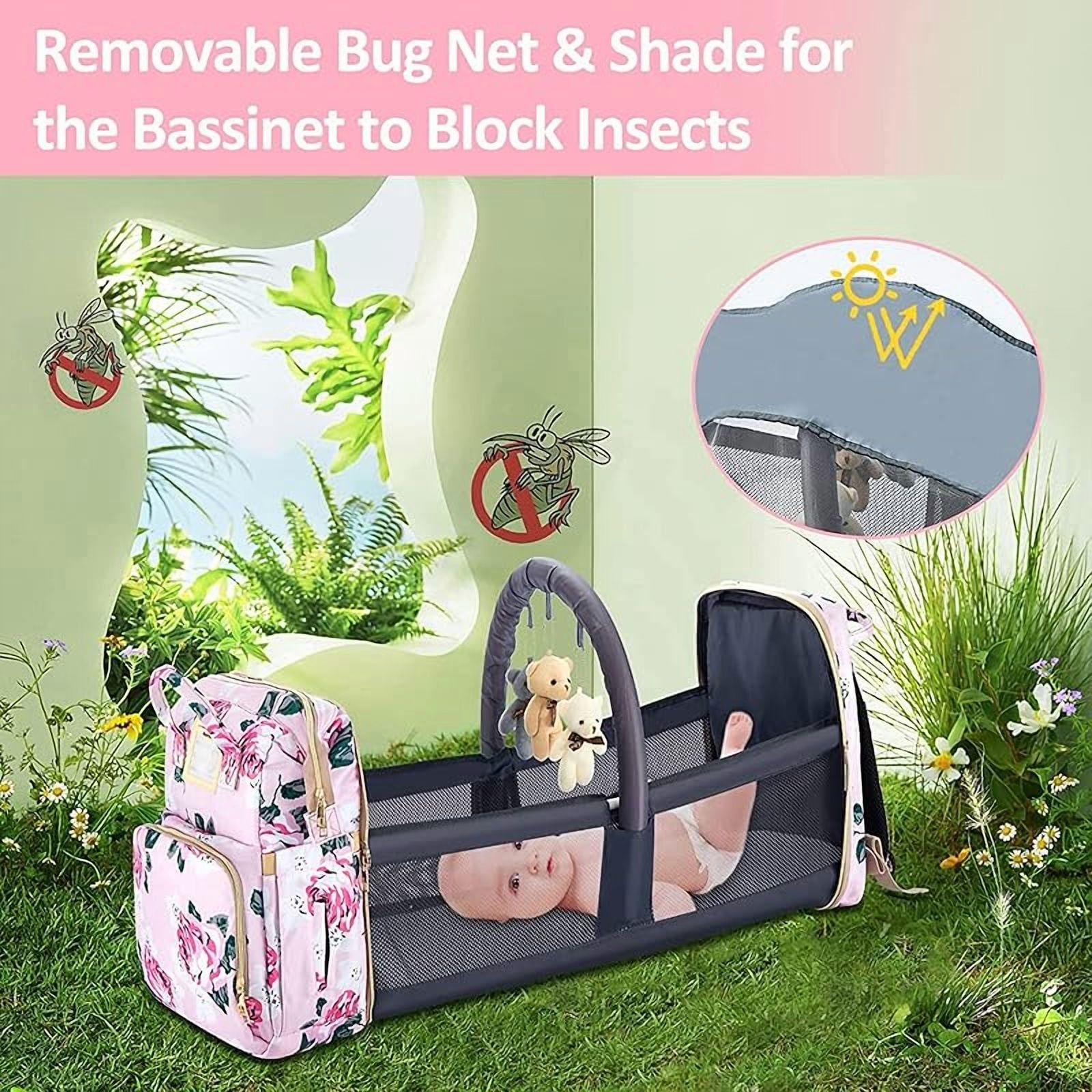 Diaper Bag Backpack with Changing Station, Foldable for Bady Toddler, 3 in 1 Large Capacity Newborn Essentials Organizer with Stroller Hook for Girls and Boys