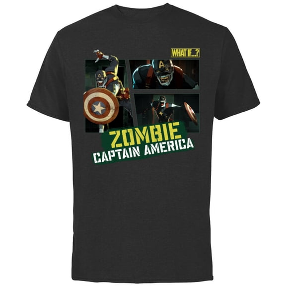 Marvel WHAT IF…? Zombie Captain America Panel Standard - Short Sleeve Cotton T-Shirt for Adults - Customized-Black