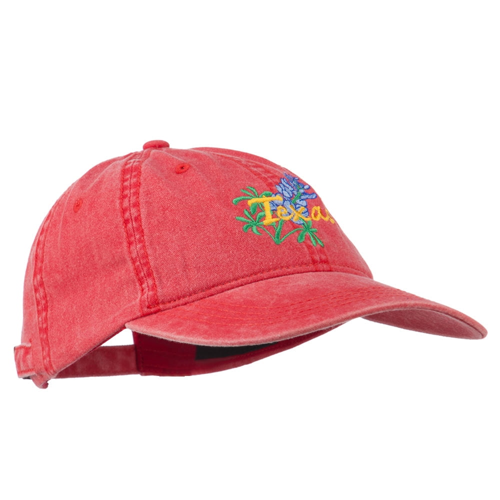 Texas State Bluebonnet Flower Embroidered Cap - Red OSFM
