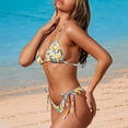 thumbnail image 2 of Garronmavis Triangle Bikini Sets for Women Full Coverage Bottoms Summer Lemon Print Sexy Thong Bathing Suit Swimwear Halter Hawaiian Style Swim Suit, 2 of 6