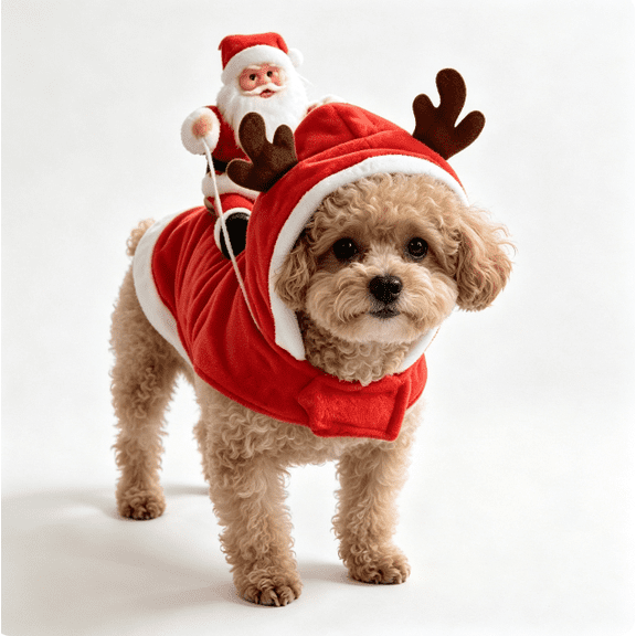 Santa Dog Costume Christmas Pet Clothes Santa Riding Dog Costume Outfit for Small Medium Large Dogs Pet Santa Claus Costume for Christmas Dress Up