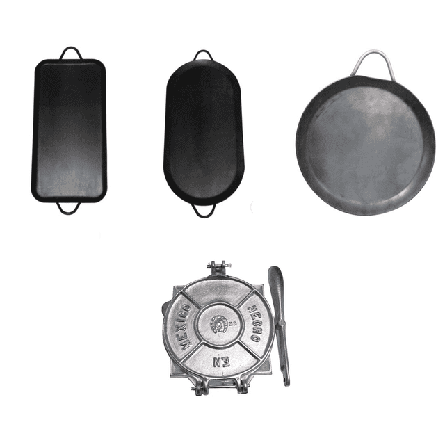 Kit Tortillas 3 Comales Diferentes Medidas + Maquina Manual Hecho en Mexico Artesanal