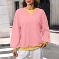 thumbnail image 6 of QIYAGBSA Color Block Crew Neck Tops for Women, Long Sleeve Loose Pullover Sweatshirt with Contrast Detail, Casual Spring Fall Streetwear, 6 of 8