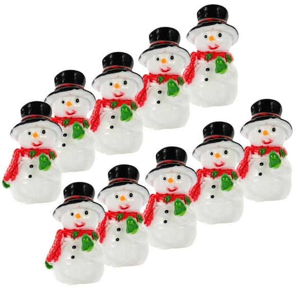 GAXIRE 10Pcs Miniature Snowman Figurines Multi-Color Resin Accessories for Christmas Party Home Decoration