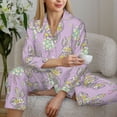 thumbnail image 6 of Yiaed Hand drawn bunny Print Pajamas Women's Long Sleeve Sleepwear Soft Button Down Loungewear Pjs Lounge Set Nightwear Womens Pajama Pants-Small, 6 of 7