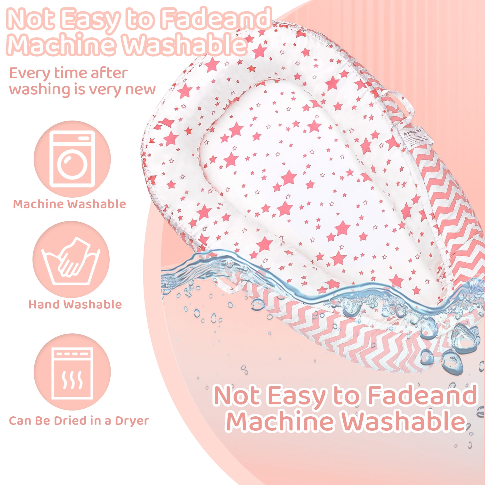 TAYYEE Baby Playmat – Portable Infant Lounger with Soft Pink Mat, for Newborns & Toddlers 0-24 Months