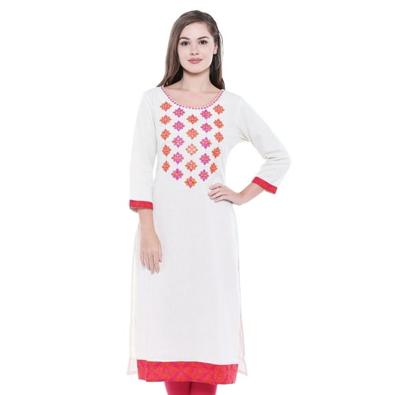In-Sattva Women's Embroidered Classic Indian Summer Kurta Tunic
