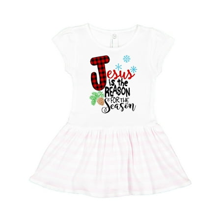 

Inktastic Jesus is the Reason for the Season Pinecone and Snowflakes Gift Toddler Girl Dress