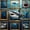 Teal Brass, variant on Castle Fairy Collage Shark Portrait Twin Sheets 3pcs,Vintage Framed Ocean Predator Layout Bedding,Teal Brass,1 Fitted Sheet,1 Flat Sheet and 1 Pillowcase