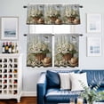 thumbnail image 2 of Country Daisy Flower Kitchen Curtains Valances and Tiers Set of 3 Oil Painting Floral Straw Hat Tier Curtains and Valance with Rod Pocket for Small Windows, 27.5"x36", 2 of 9