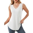 thumbnail image 2 of JYLFC Womens Tank Tops V Neck Long Tops Sleeveless Blouse, White M, 2 of 7